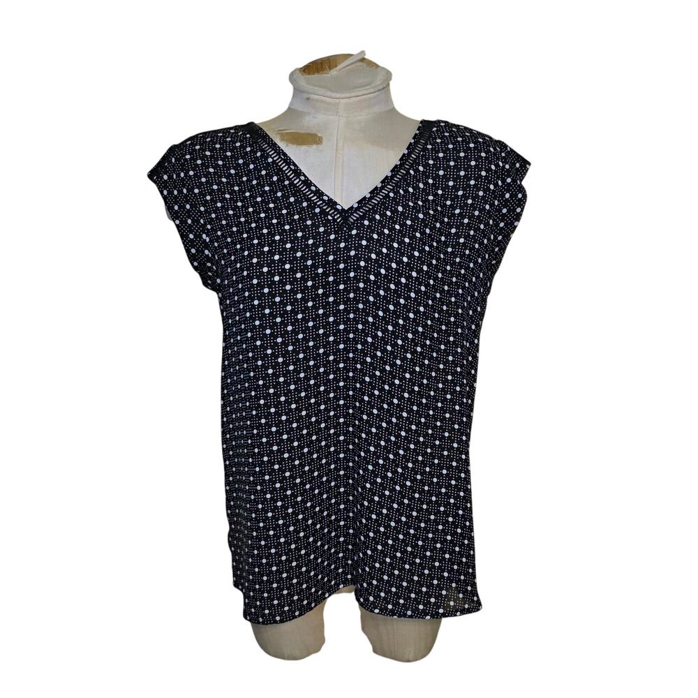 Dr2 Daniel Rainn Womens‎ Black Polka Dot Top Size S